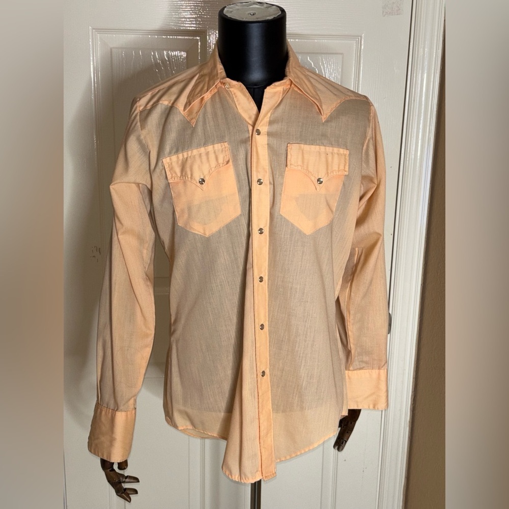 Vintage Rockmount PearlSnap Shirts Peach Relaxed Fit Ranch Wear 16M​​